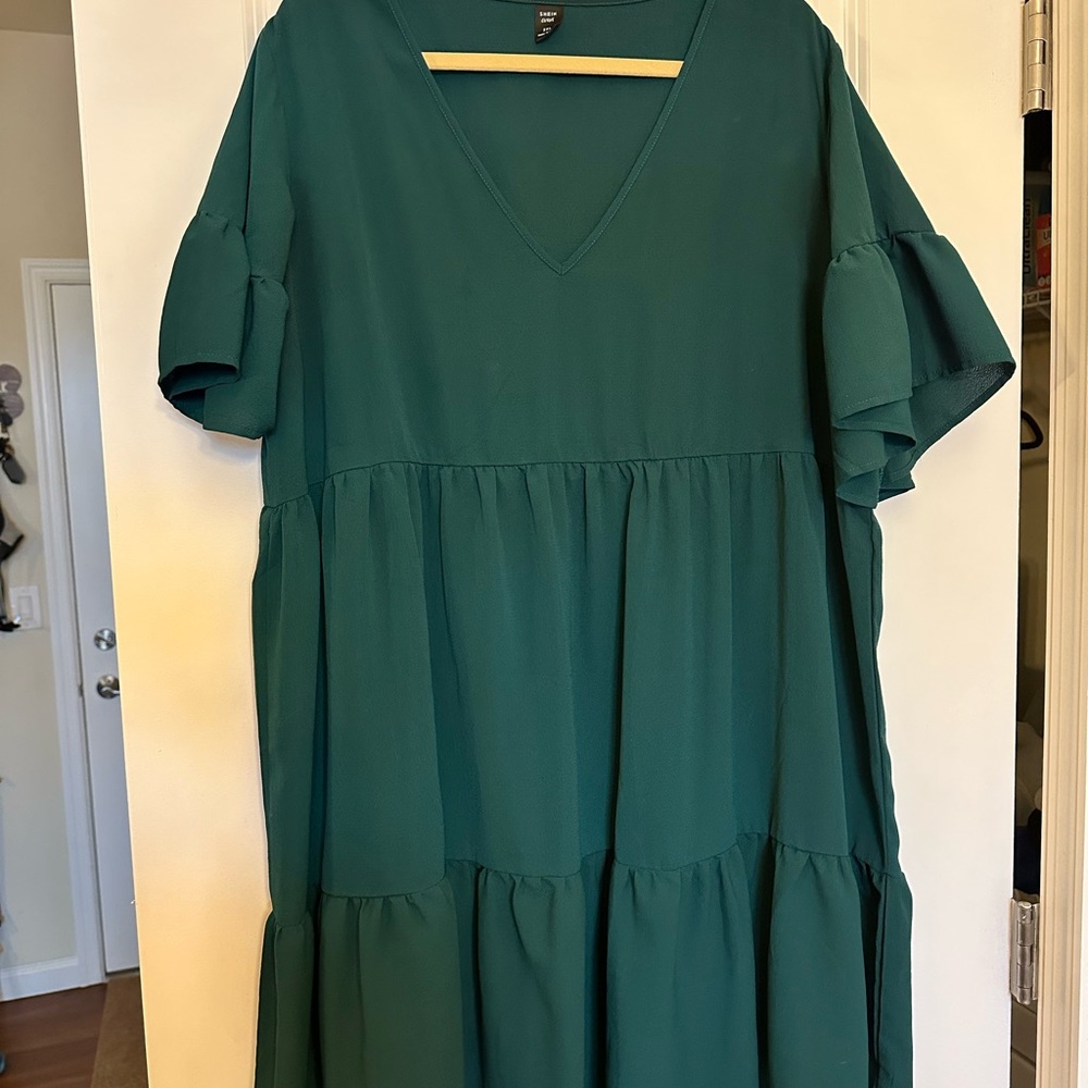 Green V-Neck Dress